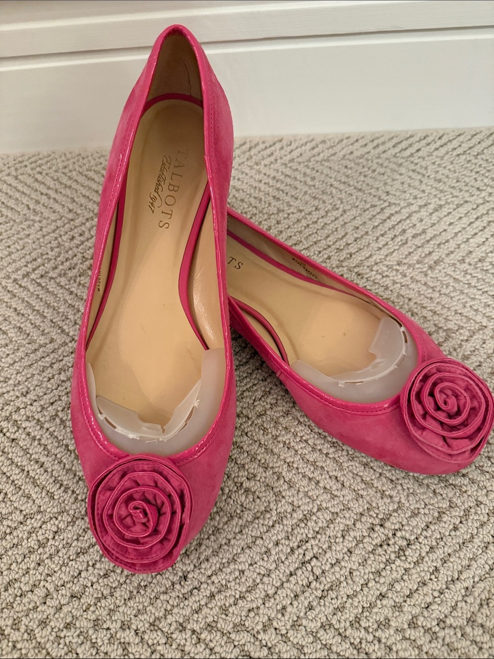 Talbots Hot Pink Floral Rosette Ballet Flats